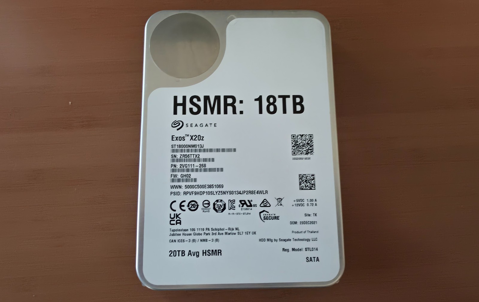 Seagate Exos X20z 18TB HSMR Enterprise HDD 3.5 SATA 7200RPM Drive ST18000NM013J