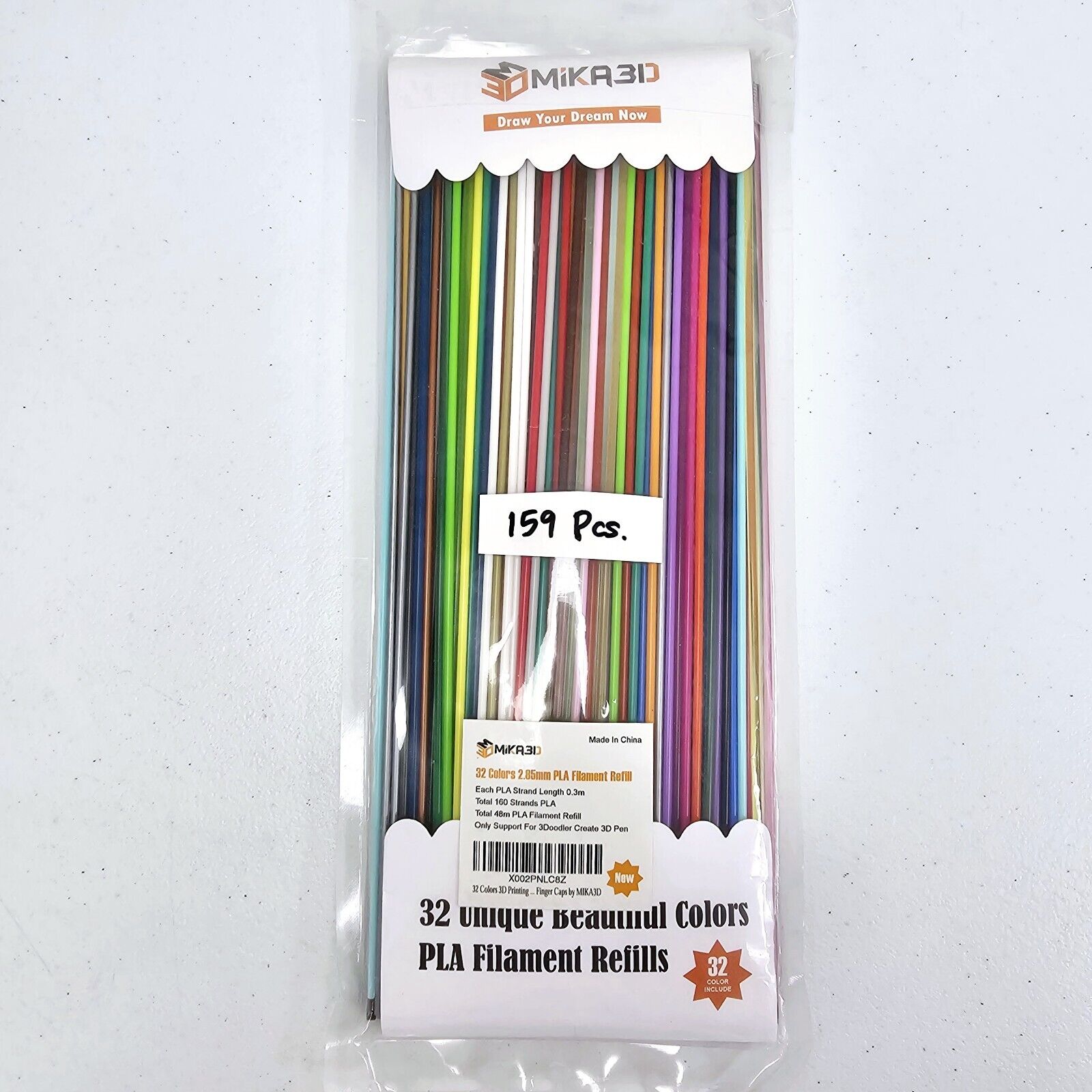 PLA Filament Refills 2.85mm 158 pcs 32 colors Fits 3Doodler Create Pen 