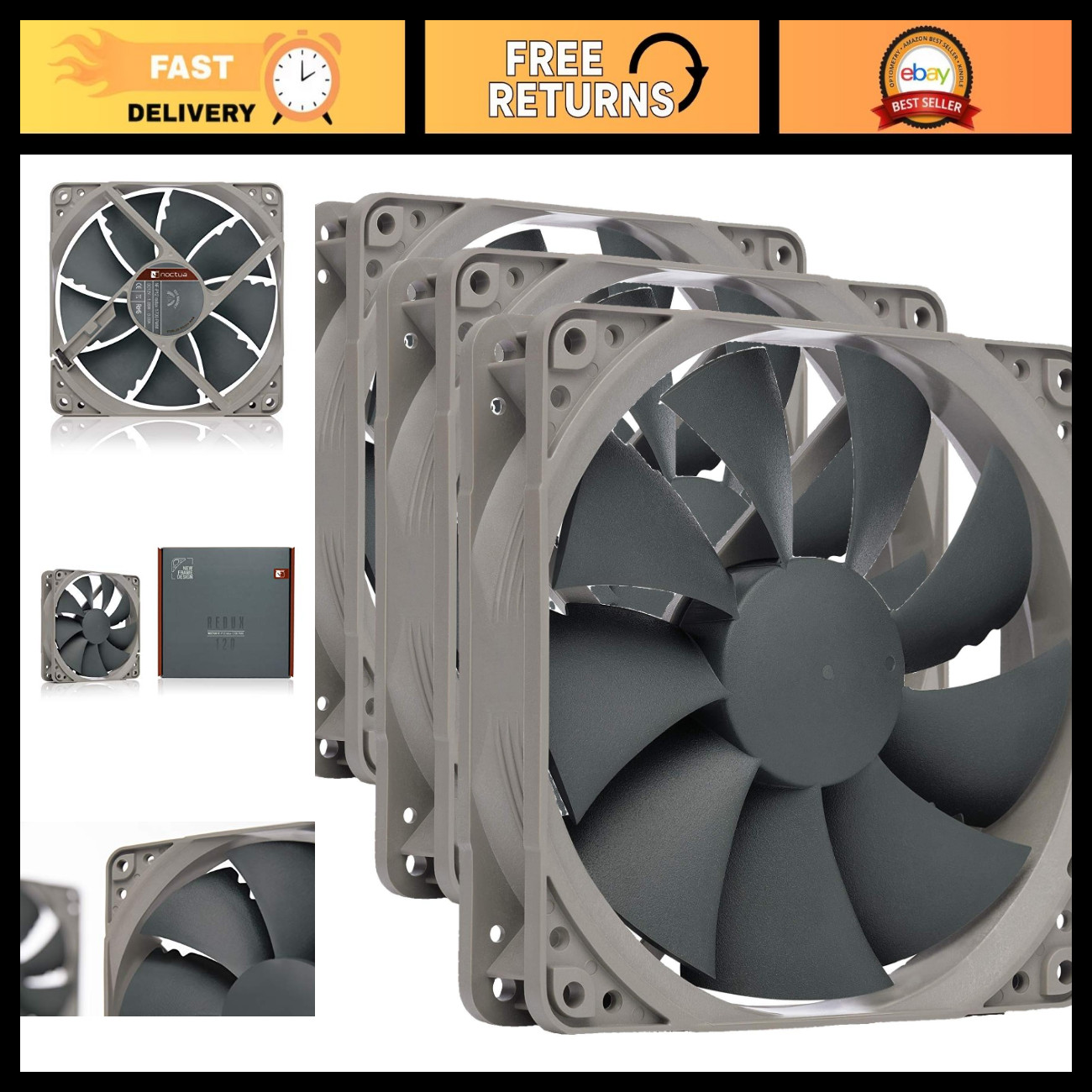 High Performance 120mm Cooling Fan, 1700 RPM, 4-Pin, Quiet & Efficient (Pack of