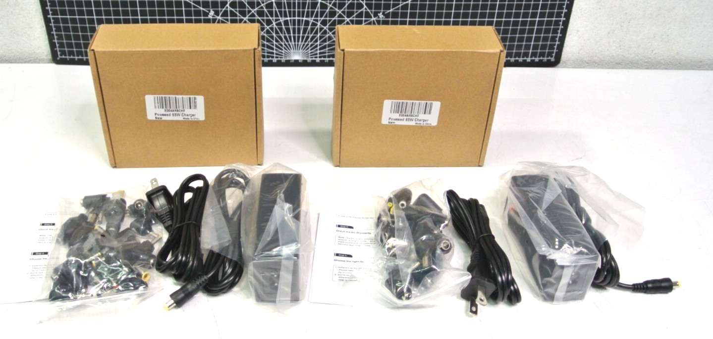 (2) Powseed 65W Universal Laptop Charger for Dell HP Asus Acer Samsung Toshiba