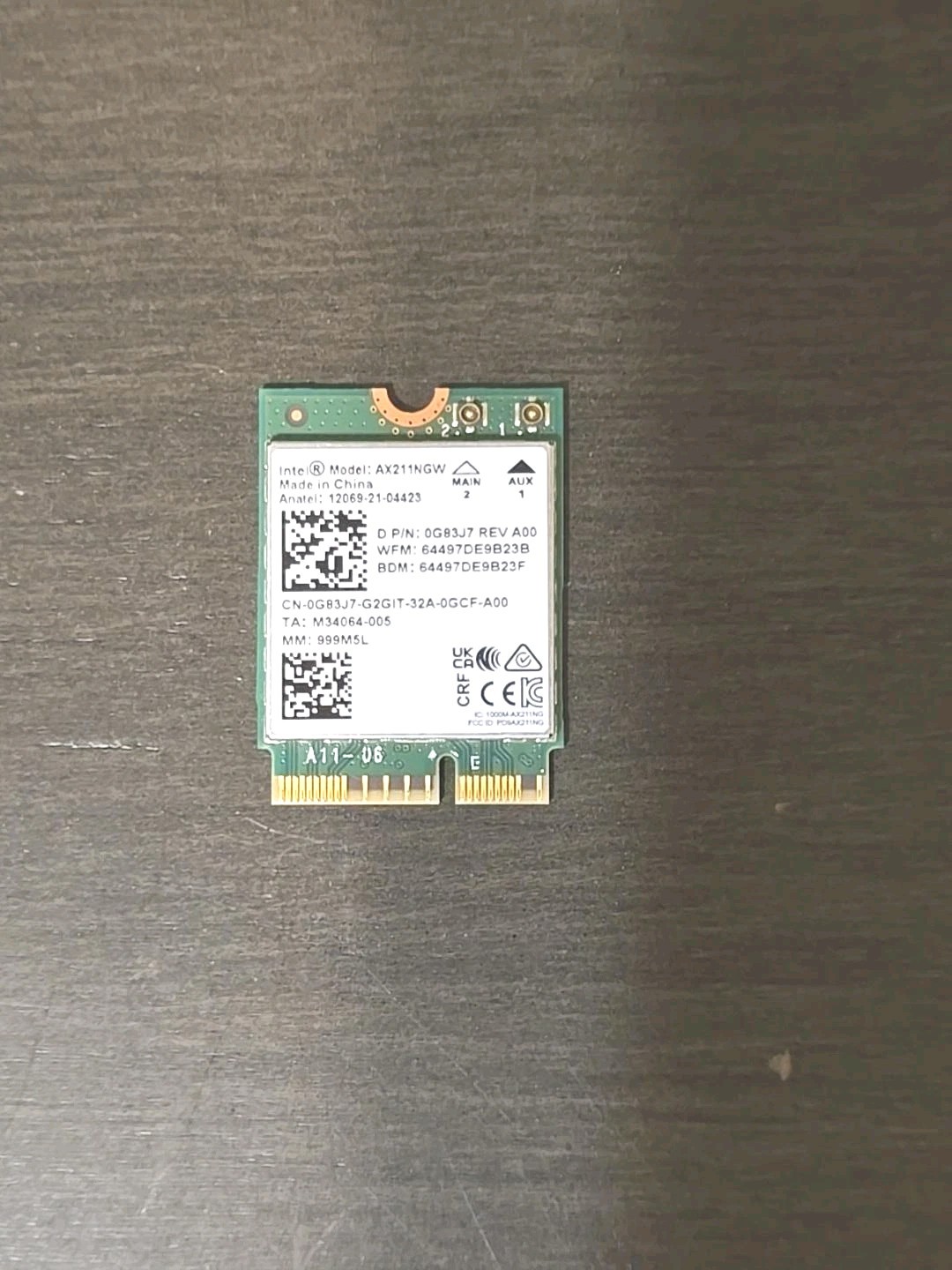 Lot of 10 Intel AX211NGW Dell G83J7 WiFi 6E Bluetooth 5.3 M.2 2230 Cards