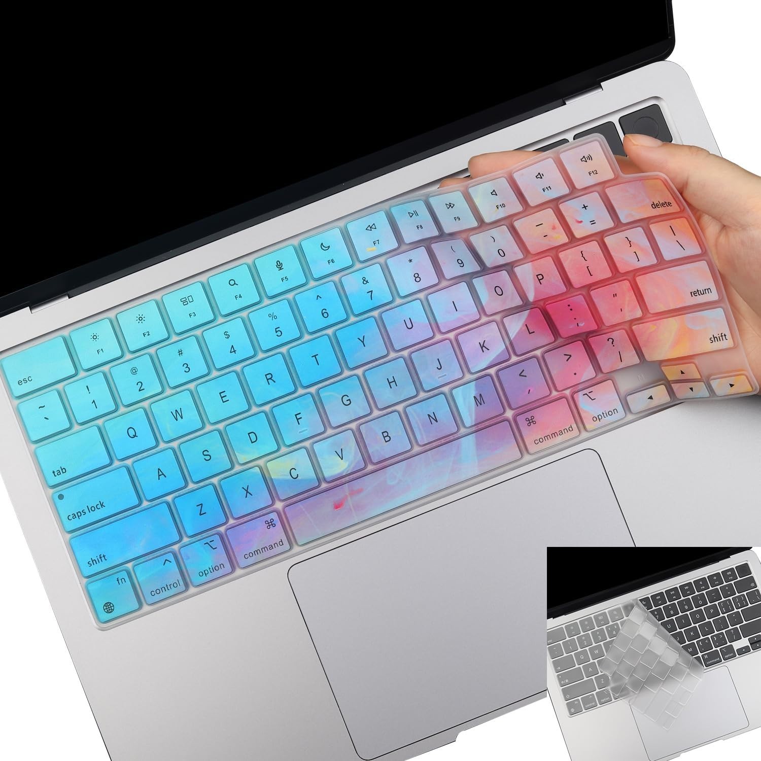 2 Pack Colorful Keyboard Cover for 2025-2023 MacBook Air 13" 15" M4 M3 M2, 2025-