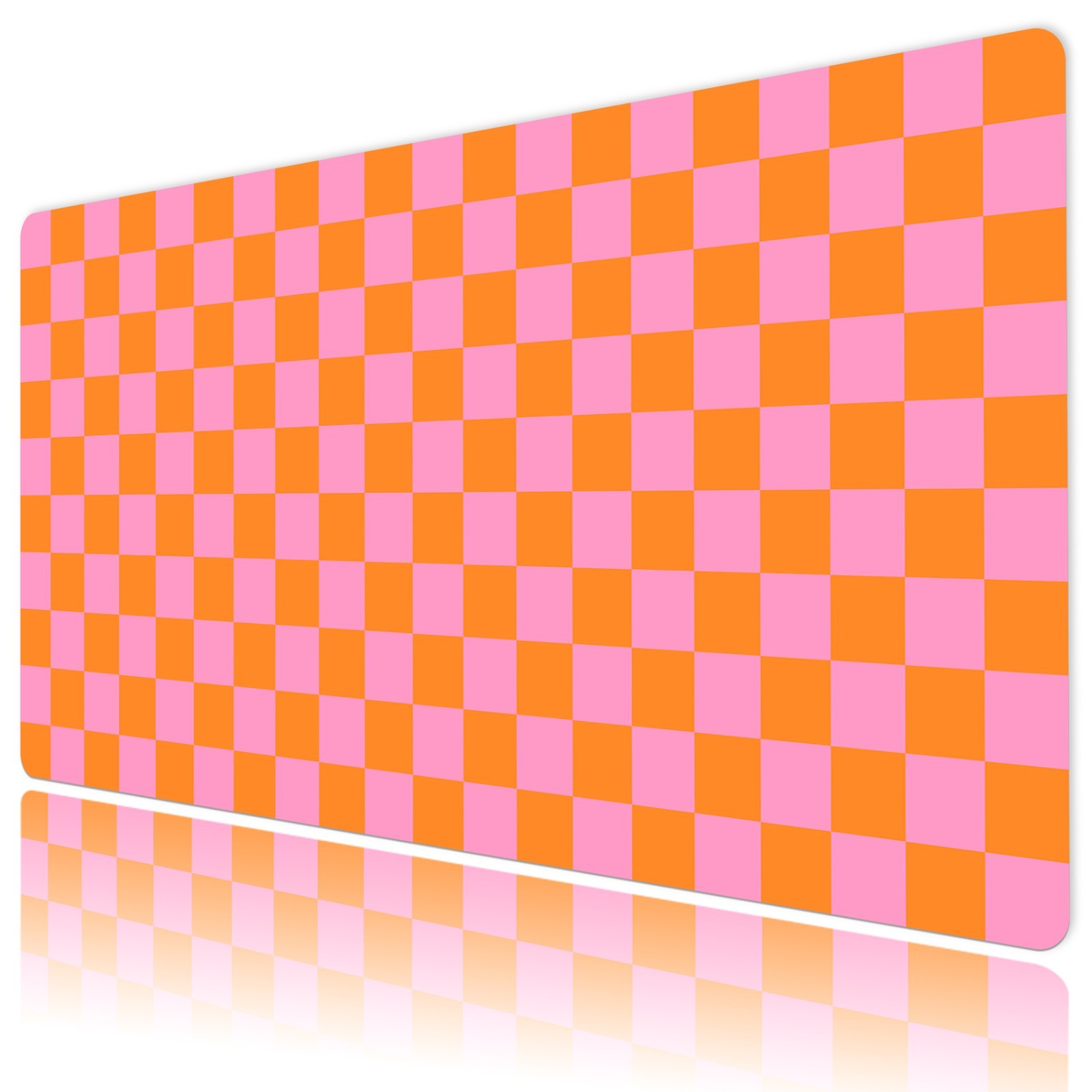 Modern Pink and Orange Checkered Desk Pad for Keyboard Desk Mat 31.5x15.7 inch