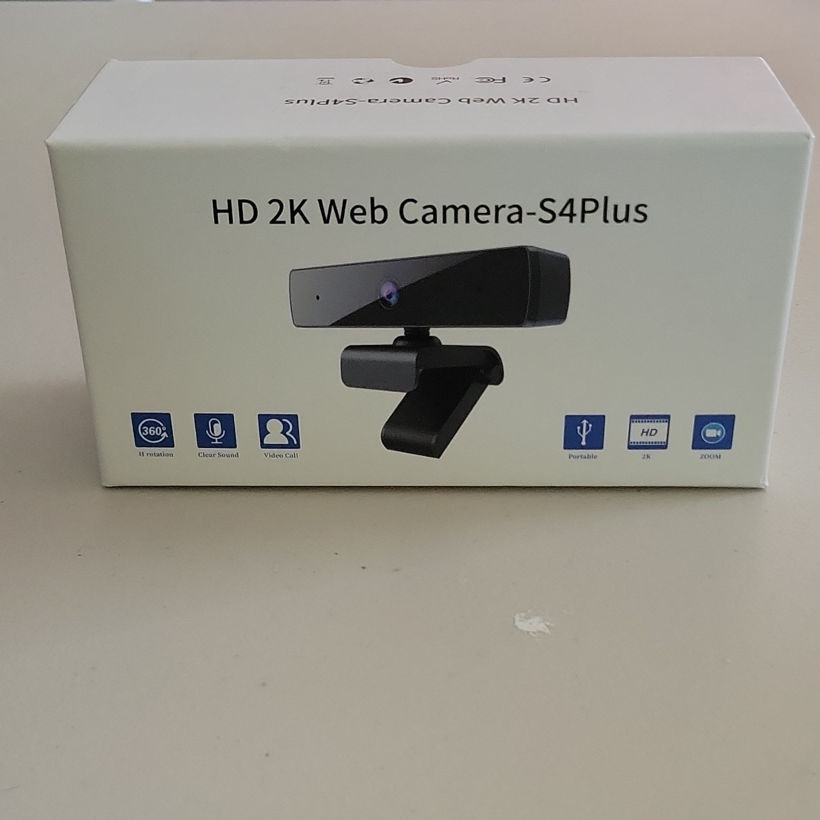 HD 2K Web Camera S4Plus USB 2.0 2560x1440 360° Rotation Clear Sound