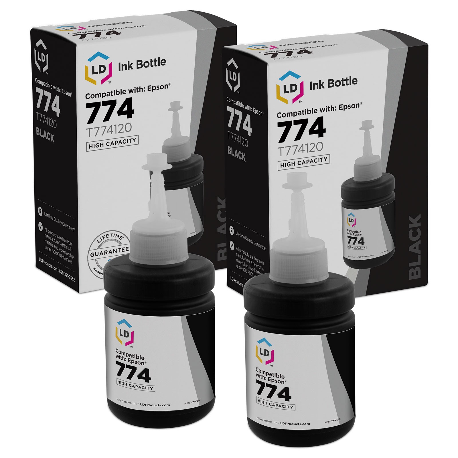 LD Compatible Epson 774 (T774) Black Ink Set of 2 for ET 3600,4550 and ET 16500