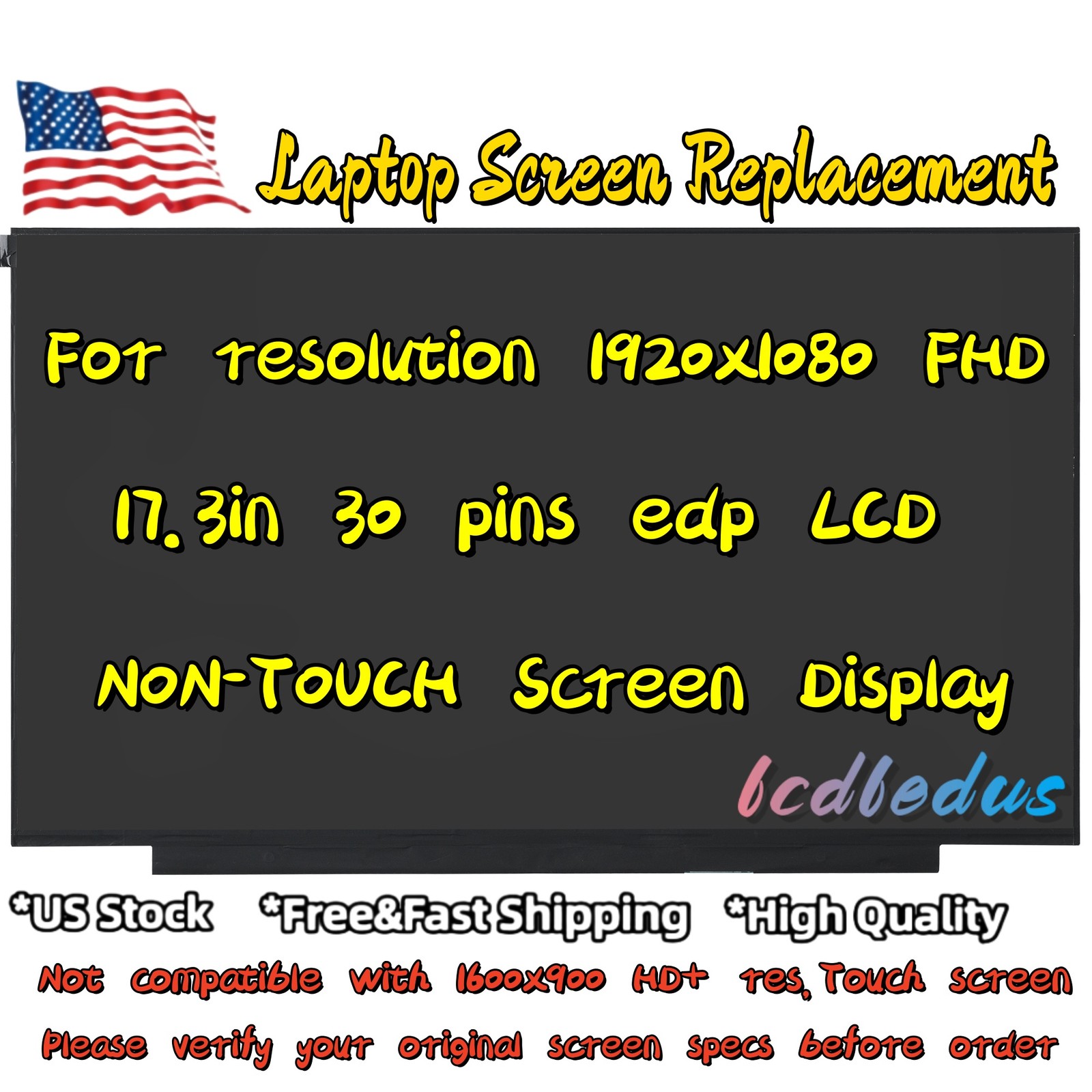 17.3'' For ASUS TUF705DU-RB74 30 Pins FHD Screen Replacement LCD Display Panel