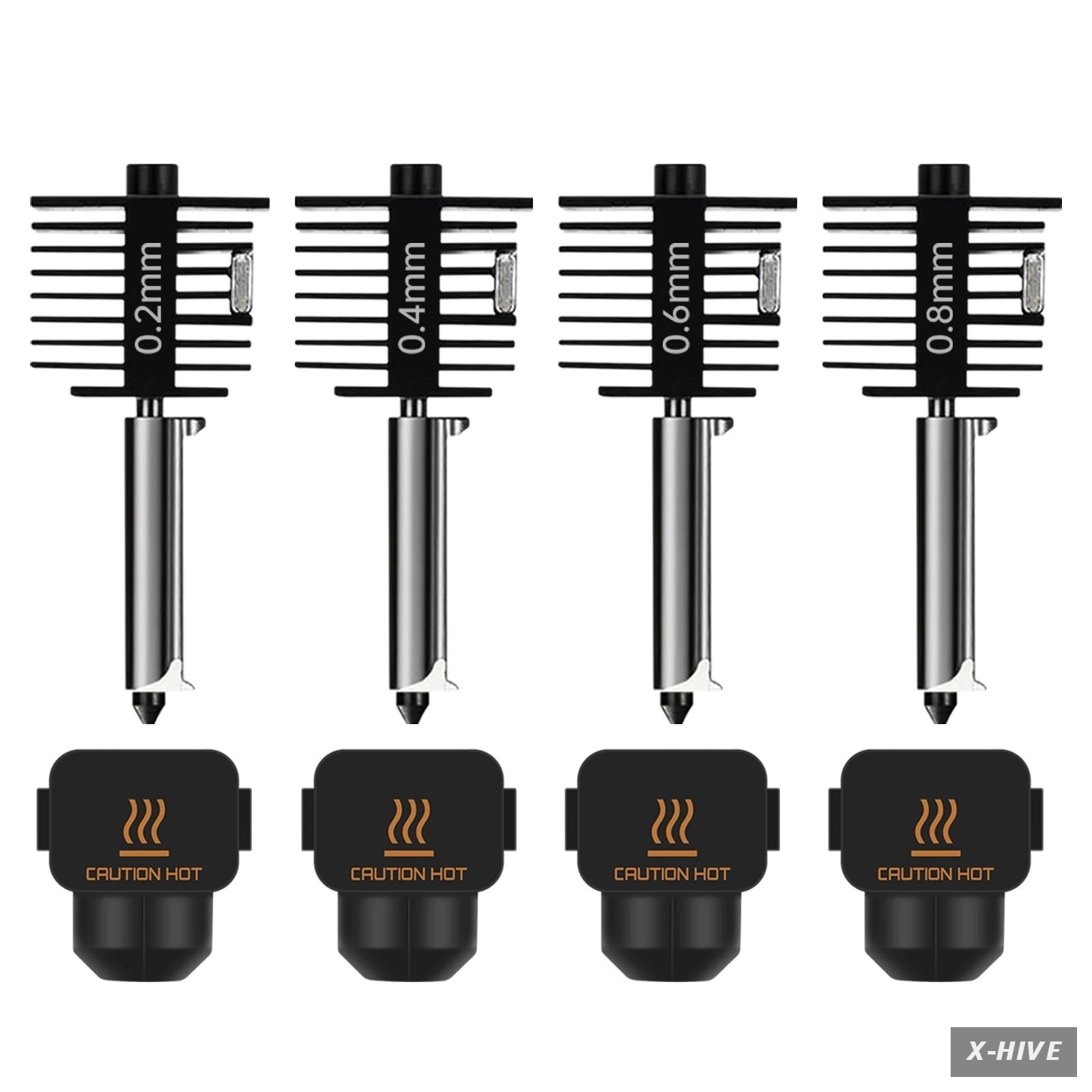4-Pack Bamboo A1 mini/A1/A2L Hotend Kit,0.2/0.4/0.6/0.8mm Hardened Steel Nozzle