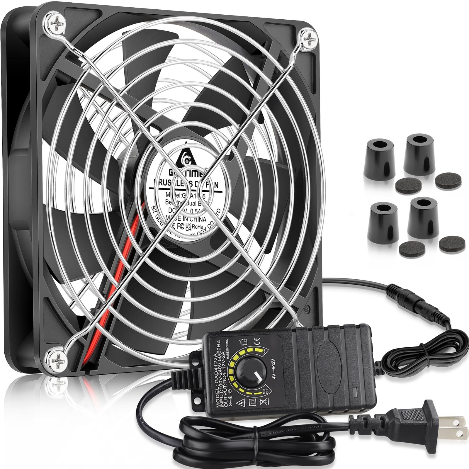 140mm x 25mm 110V 220V AC Powered Fan with Speed Controller for Cabinet