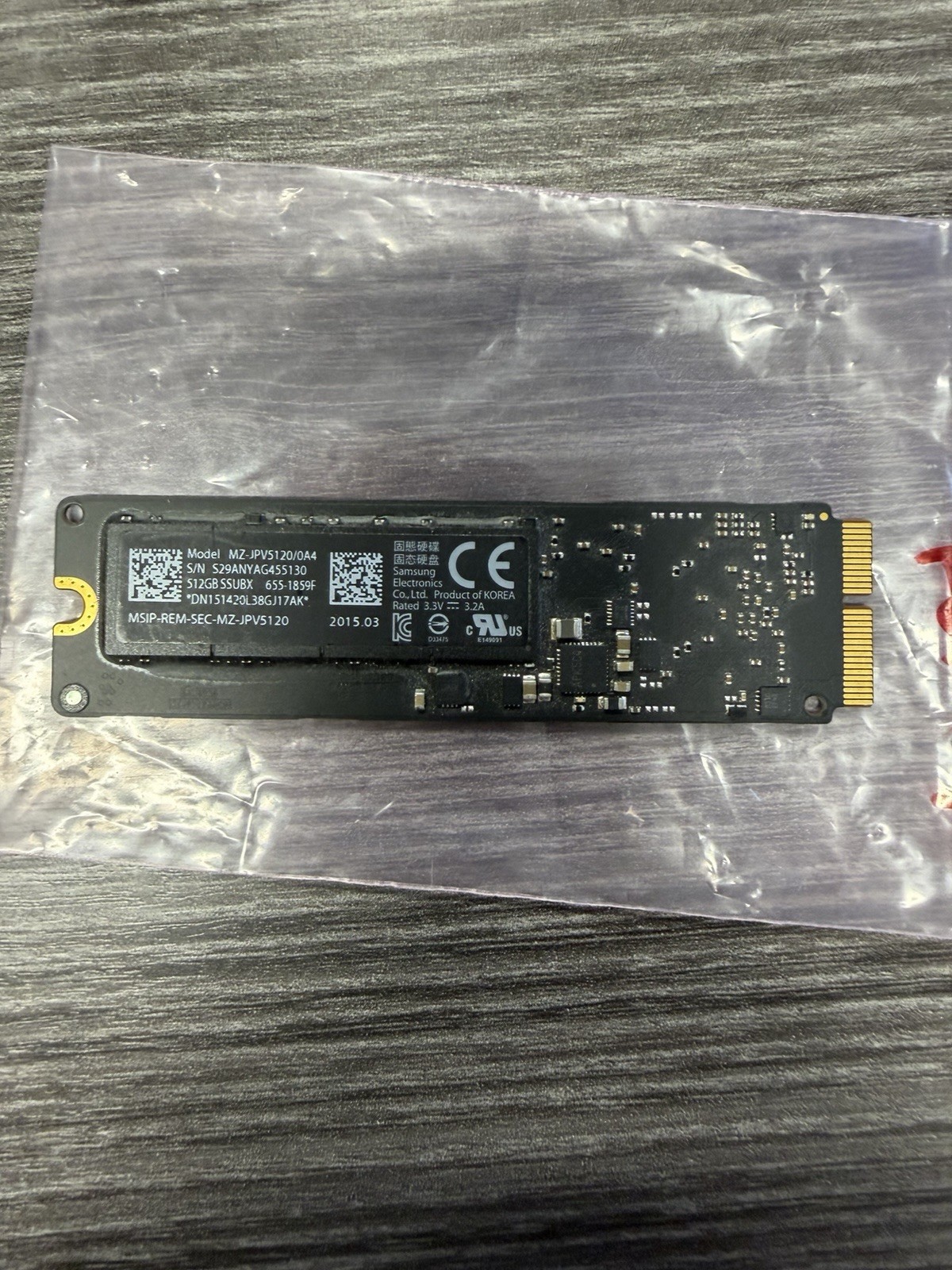 Samsung 512GB NVMe M.2 SSD Solid State Drive MZ-JPV5120/0A4 Apple 655-1859H