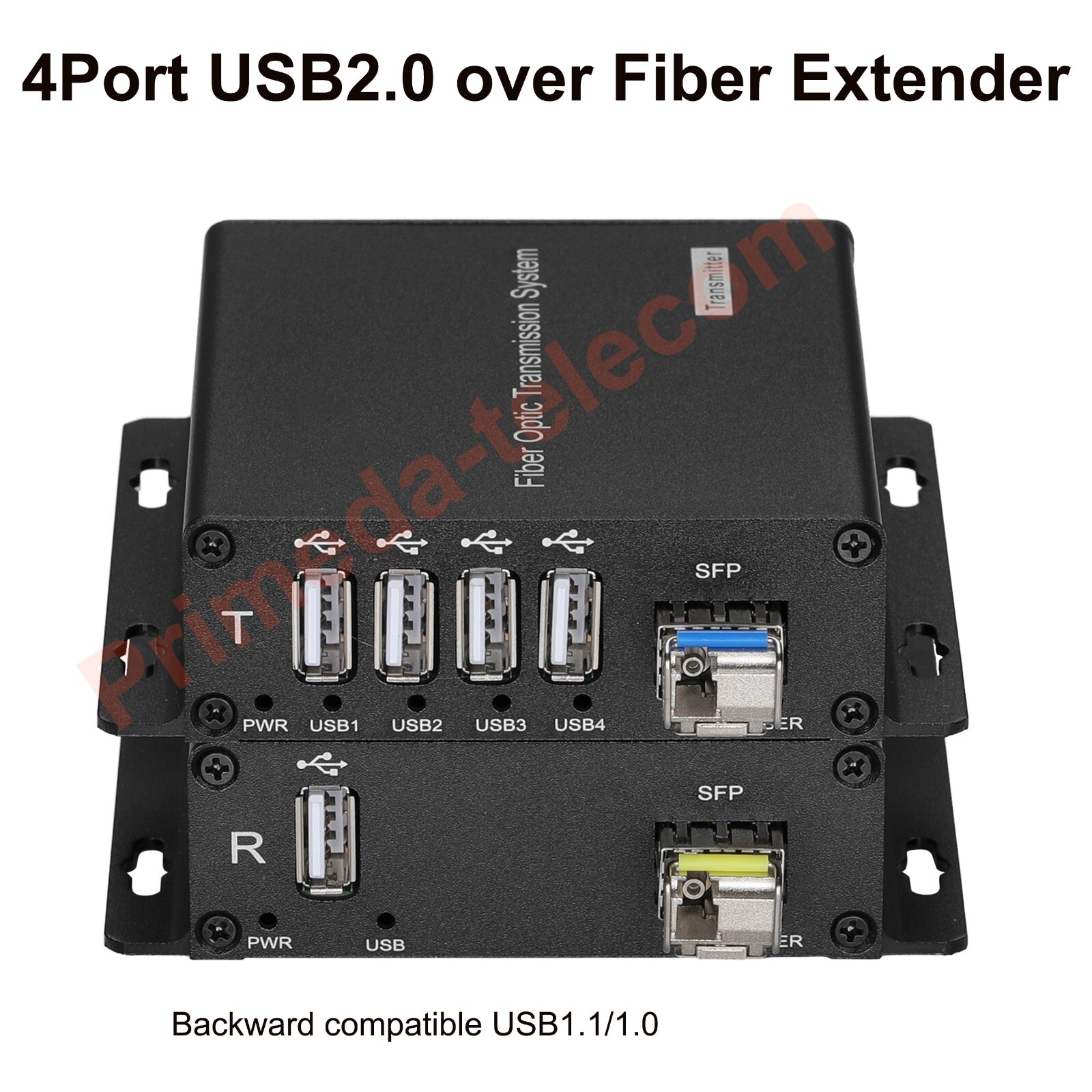 4 Ports USB2.0 over Fiber optic Extender LC Singlemode Fiber up to 20Km 1.25GSFP