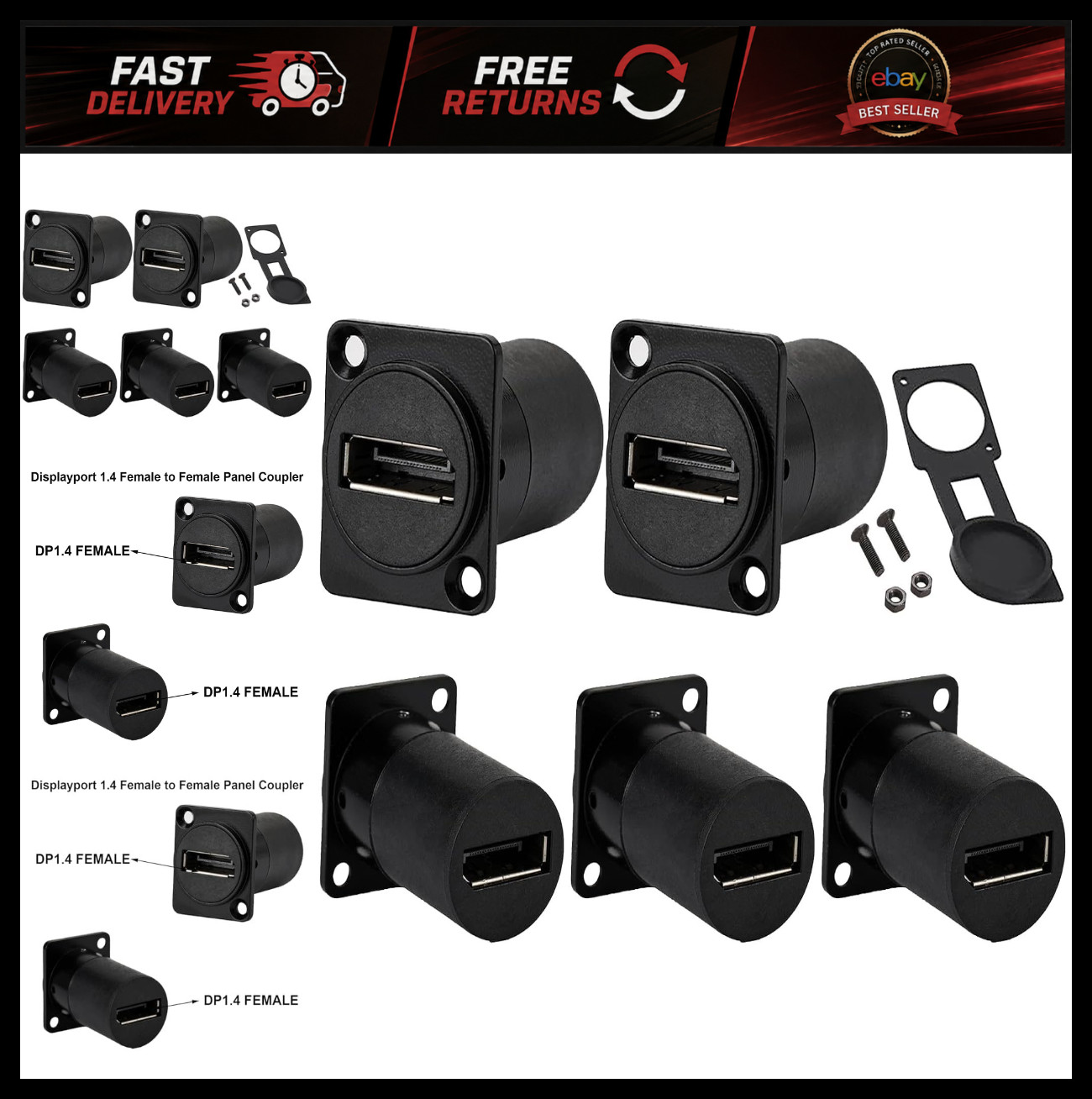 PENGLIN 5PCS DP 1.4 DisplayPort Connector,Support 8K@60Hz 1080p@240HZ