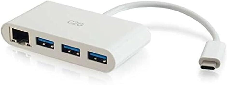 C2G USB Adapter, USB Hub Ethernet Adapter with Power, 3 Port, Cables to Go 29746