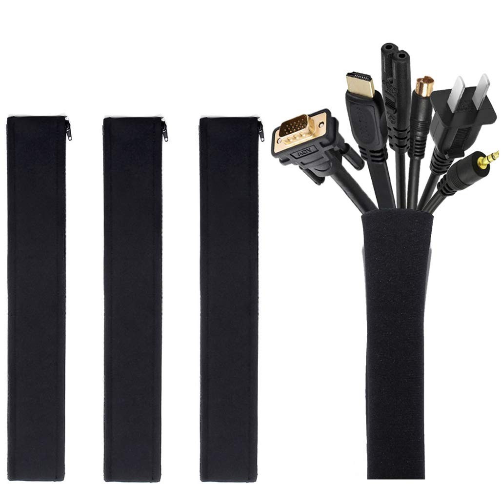 JOTO 4 Pack Cable Management Sleeve 19-20 Inches -Black