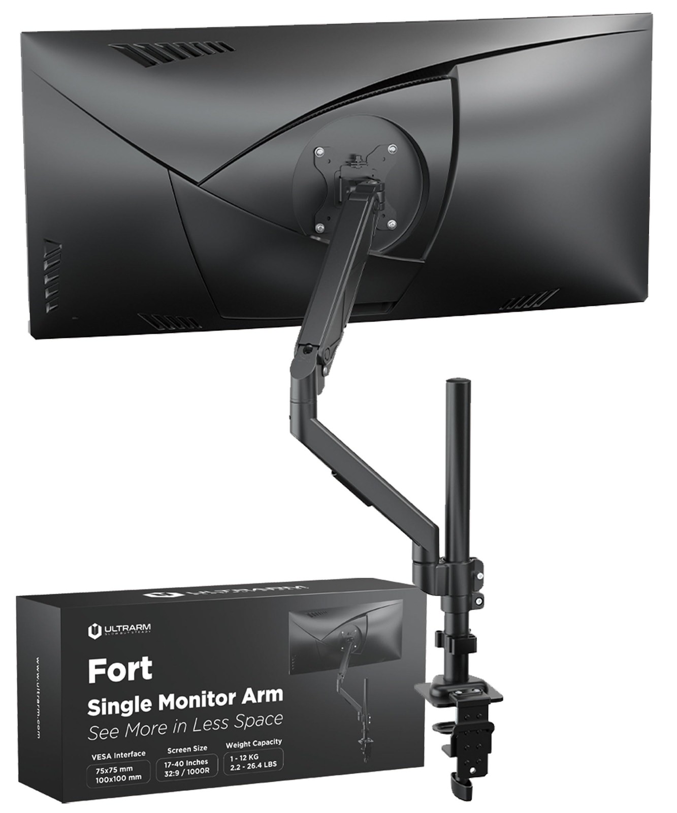 ULTRARM Extra-Tall Heavy-Duty Monitor Arm Mount for 40" Ultrawide Monitors | ...