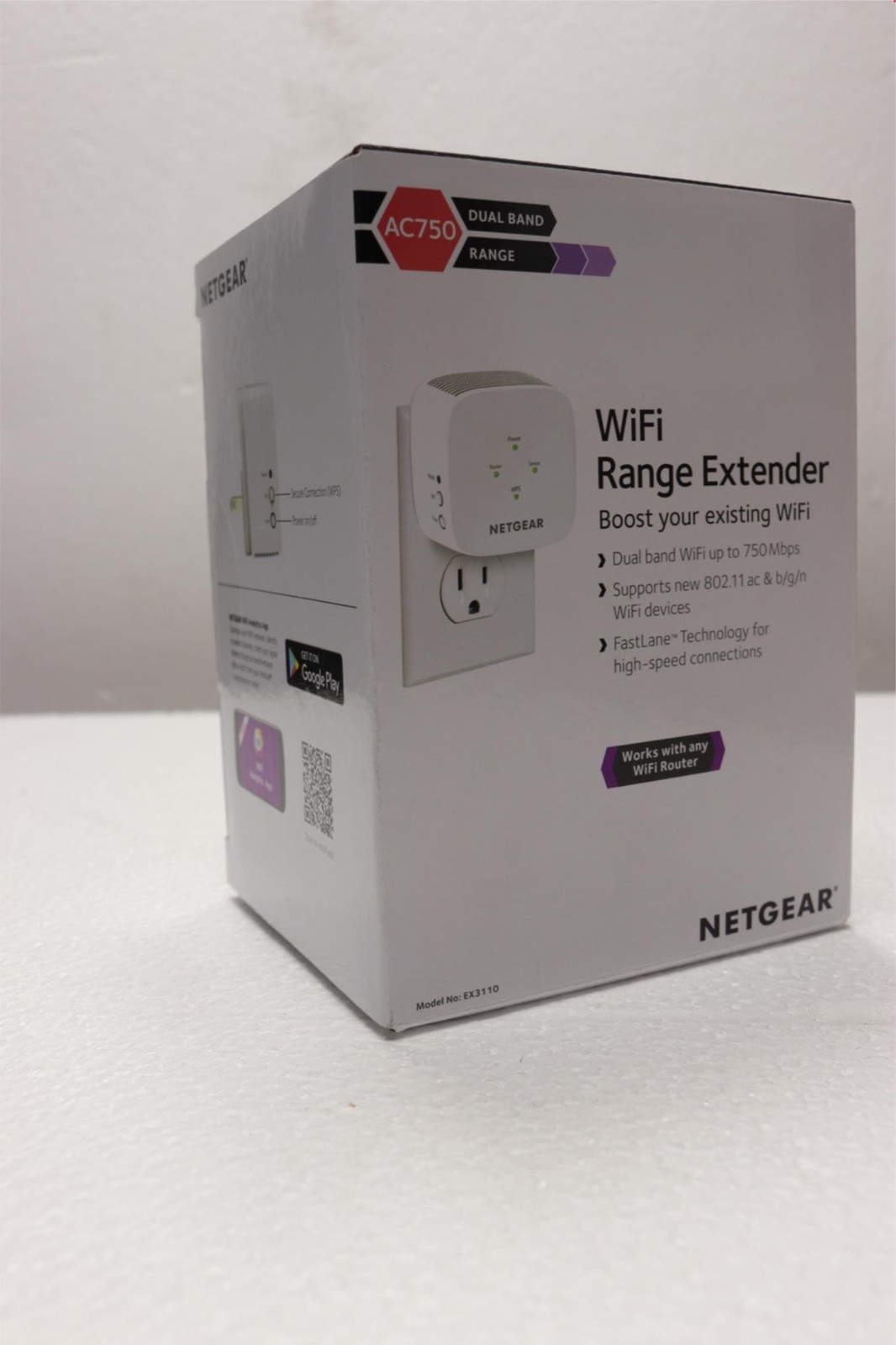 Netgear EX3110 AC750 WiFi Wall Plug Range Extender and Signal Booster