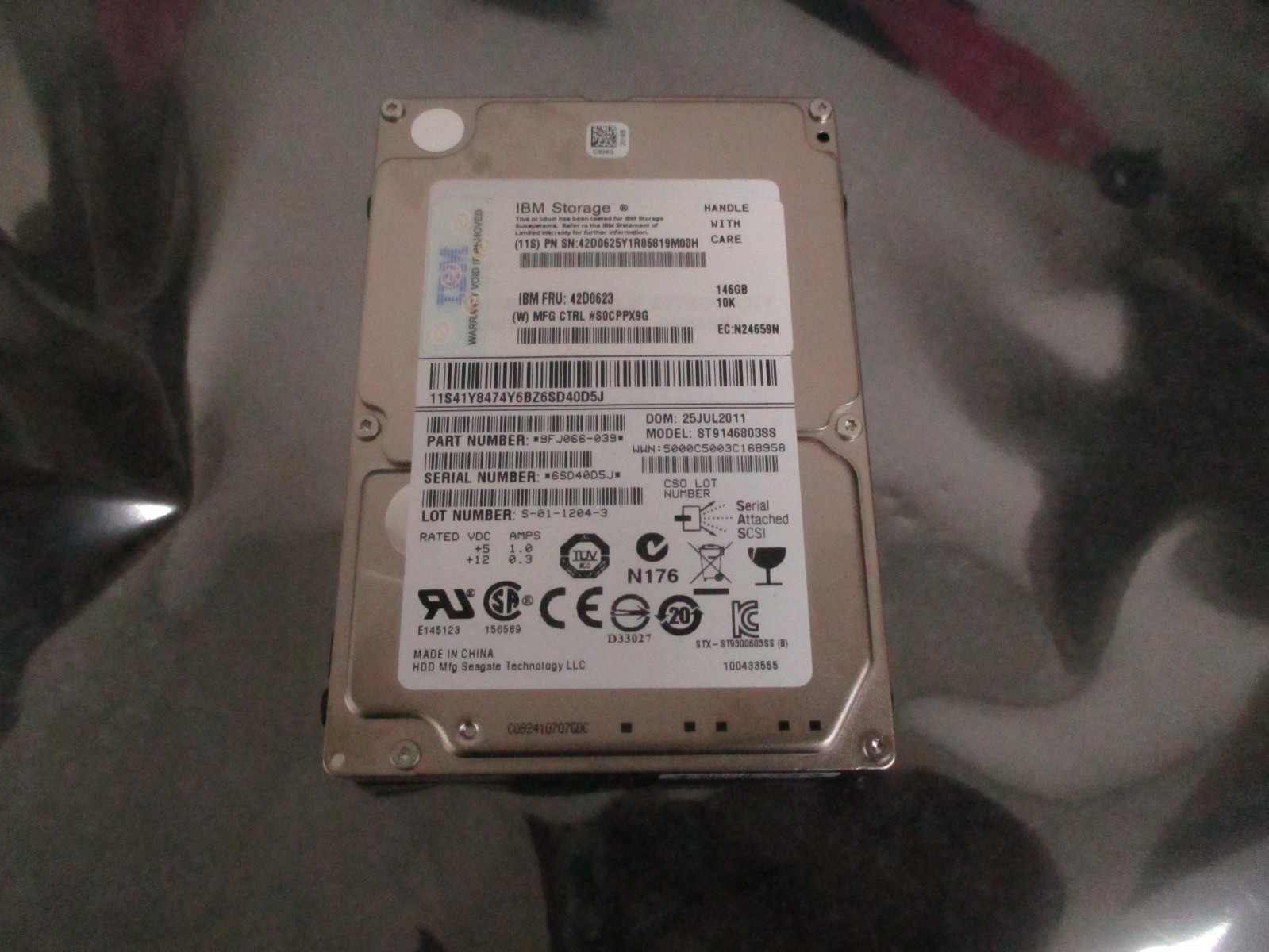 IBM 42D0623 42D0625 Storage 146GB 10K 2.5" SAS SFF HDD 41Y8474 ST9146803SS