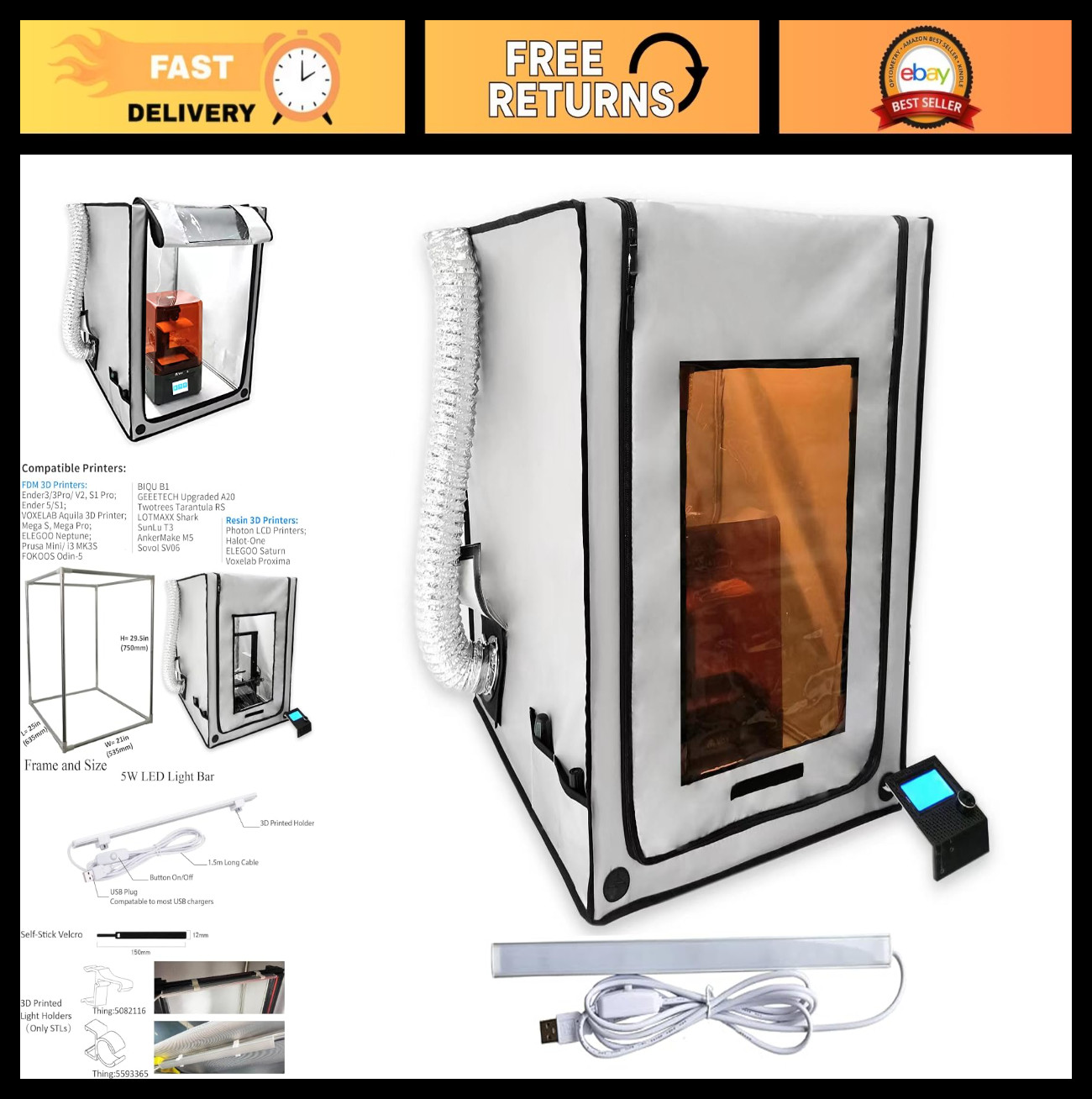 3-in-1 Multifunctional 3D Printer Enclosure & Laser Engraver Shield Cover, Firep