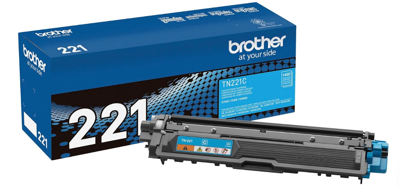 Brother TN221C Cyan Toner Genuine OEM Standard Yield 1400 Pages New