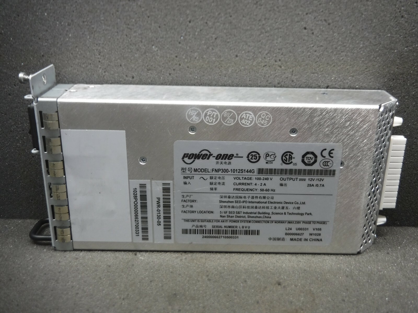 Power One, FNP300-1012S144G, 100-240V, 12V/12V, 4-2A, 50-60Hz Power Supply