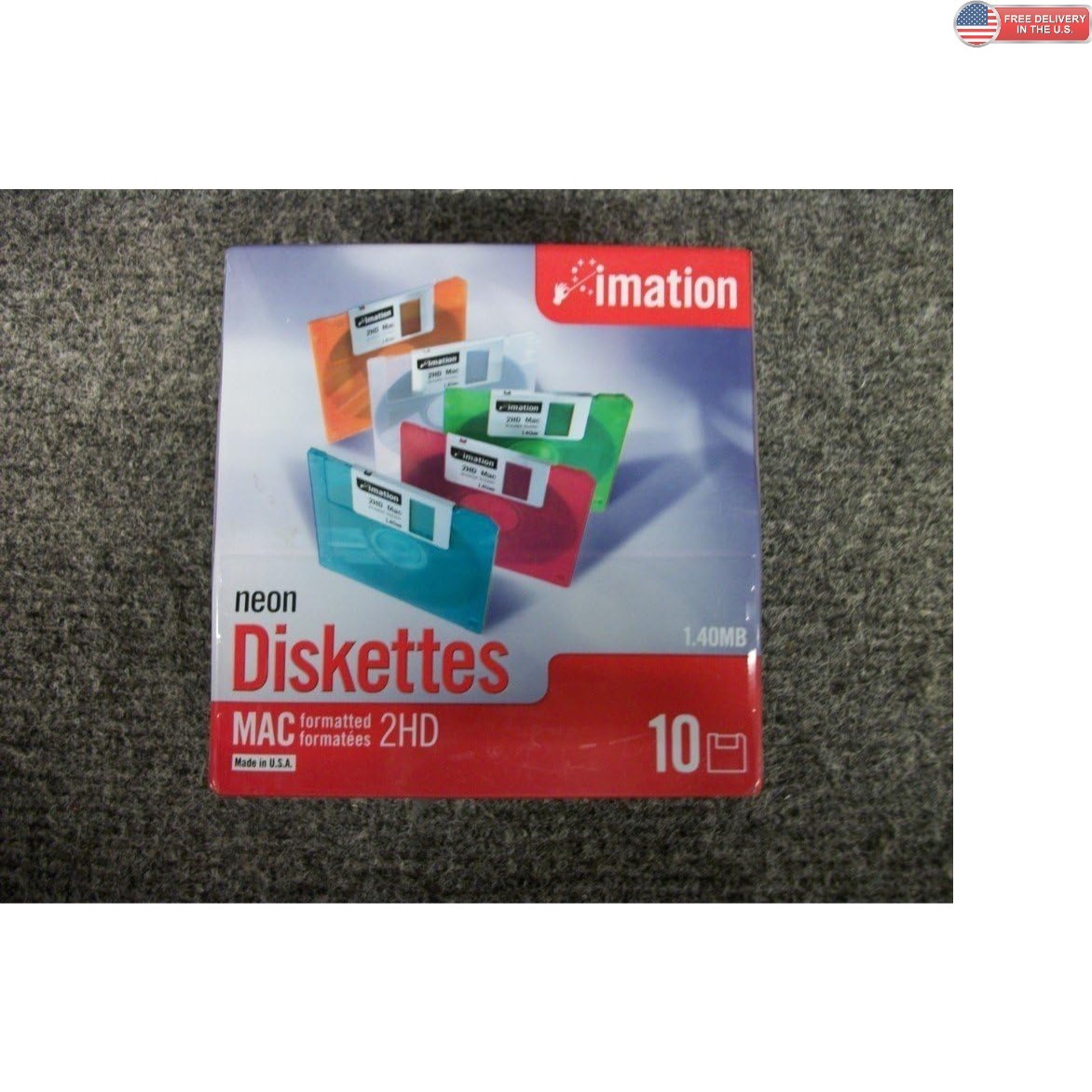 10 Pack 3.5 Inch Floppy Disks - 1.4MB Capacity - 5 Neon Colors Formatted