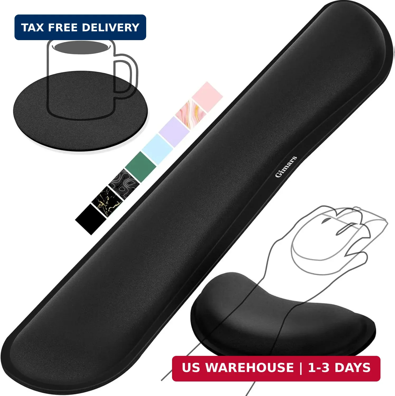 Gimars Upgrade Enlarge Silky and Superfine Fabric Gel Memory Foam Keyboard Wrist