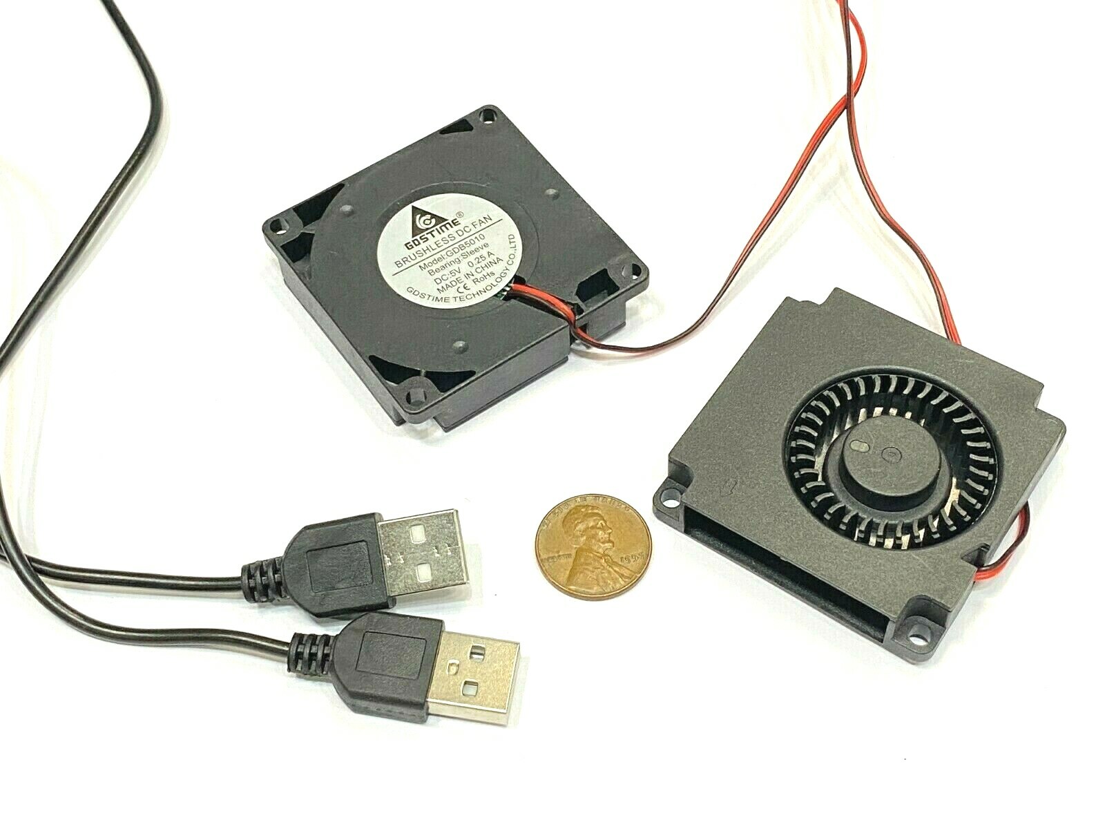 2x  USB connector  Blower Fan 5V 50mm DC Cooling 50mm x 10mm 5010  GDB5010 E30