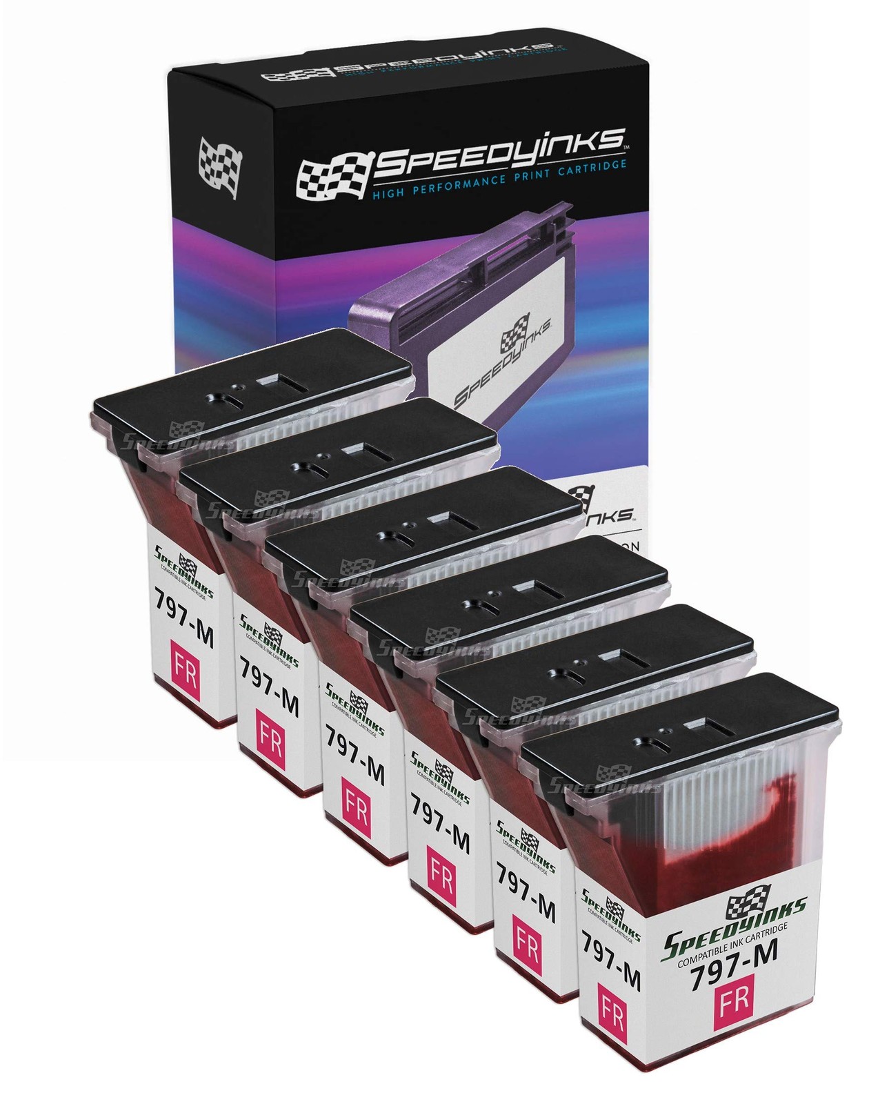 6PK Compatible Pitney Bowes Fluorescent Red 797-M cartridge K7M0 MailStation 2