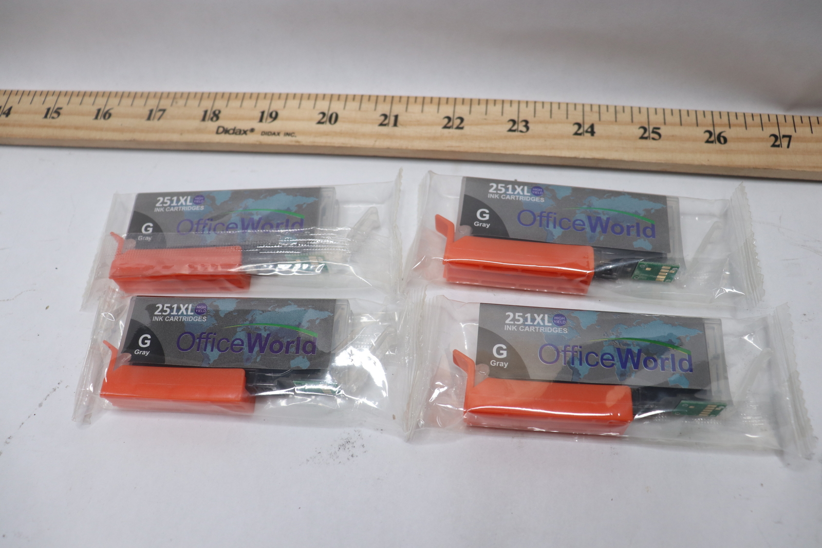 (4-Pk) Office World Ink Cartridge Replacement Gray 251XL - Unopened