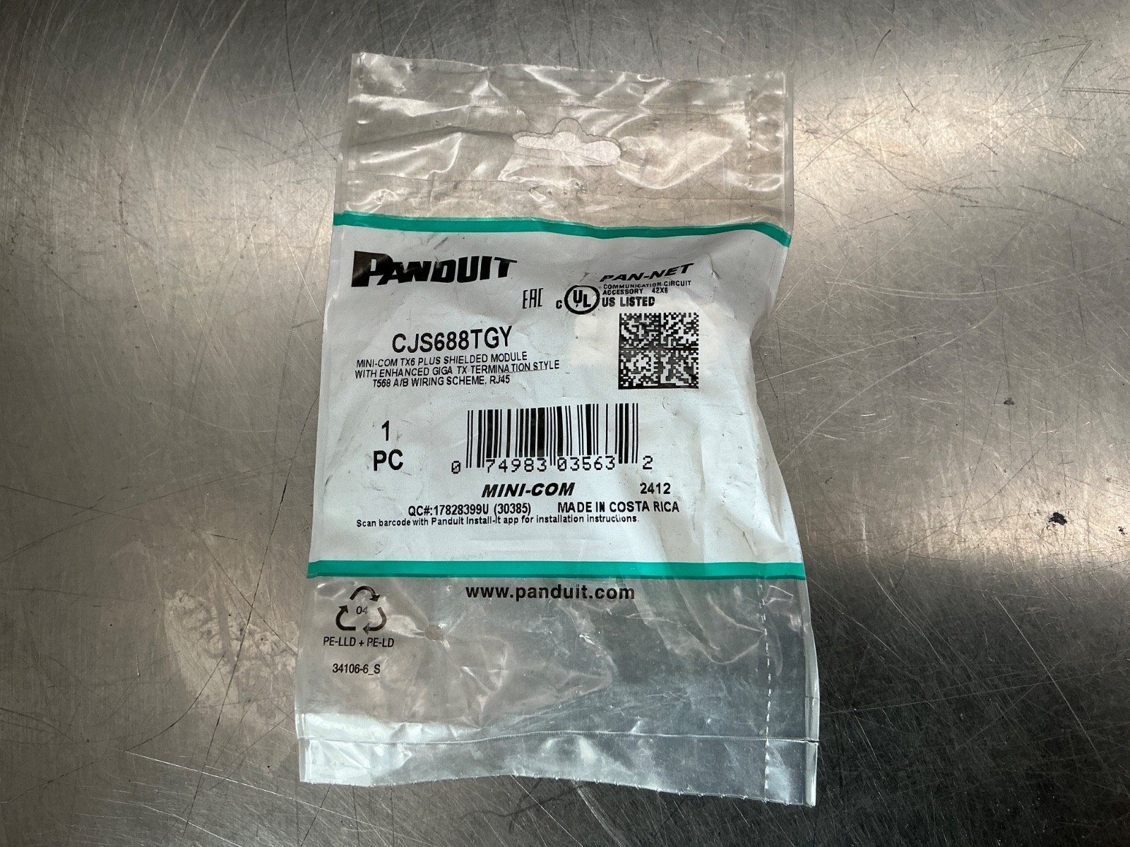 Panduit CJS688TGY Mini-Com TX6 Plus Shielded Module RJ45