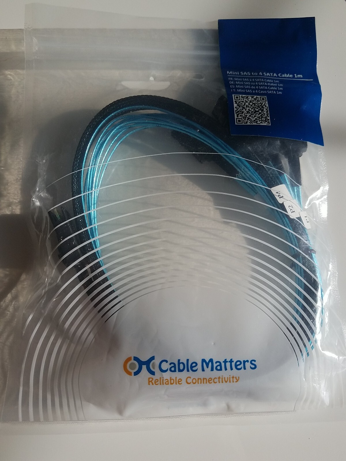 Cable Matters mini-SAS  to 4 x SATA Forward Breakout Cable 1M