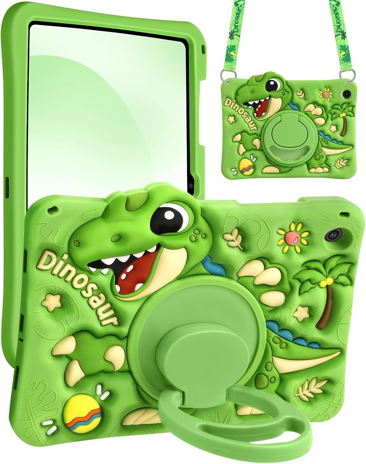 Cute Cartoon Silicone Cover Case for Samsung Galaxy Tab A9+ with Rotating Stand