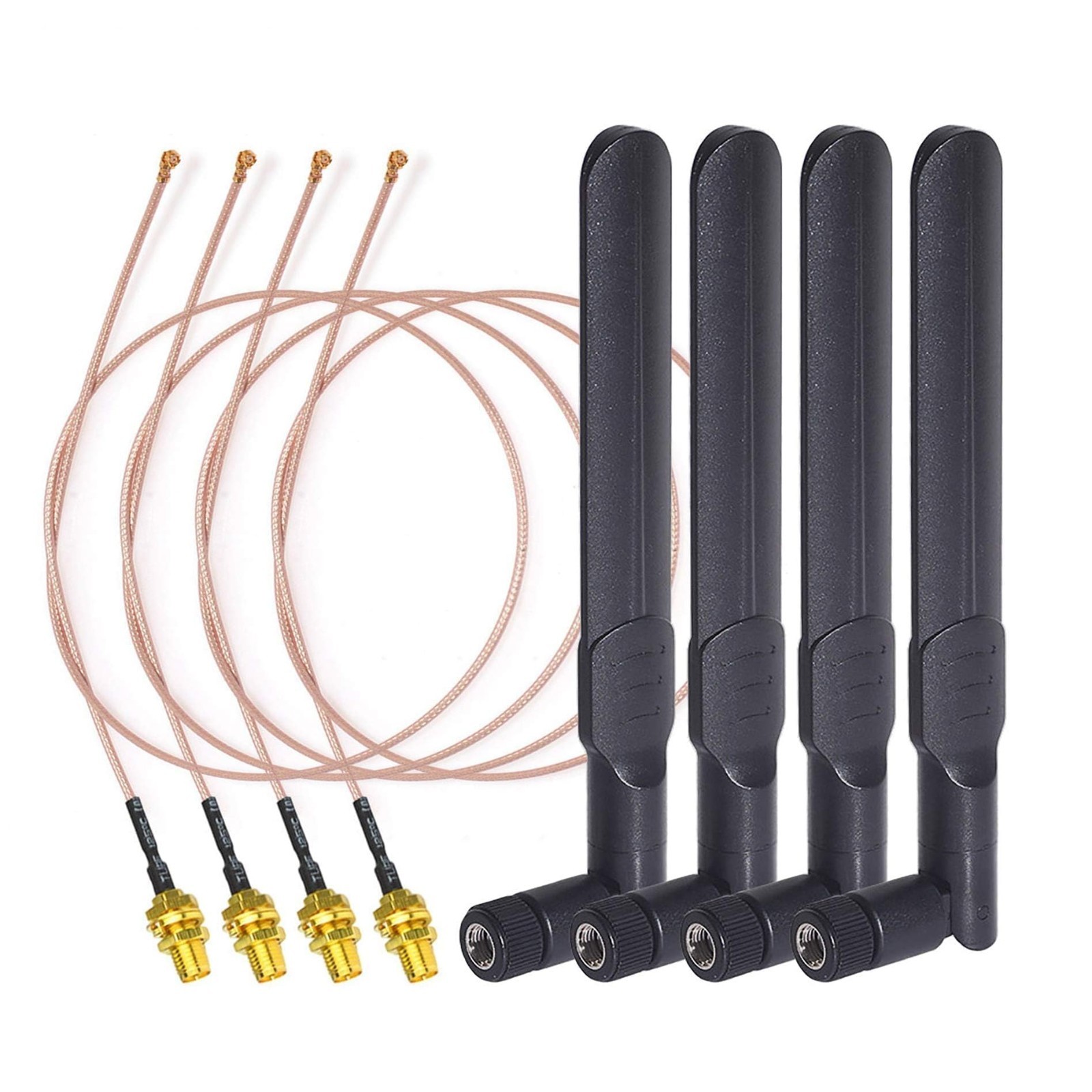 Dual Band WiFi Antenna 8dBi 2.4GHz 5GHz RP-SMA Male 20cm RG178 Cable 4-Pack
