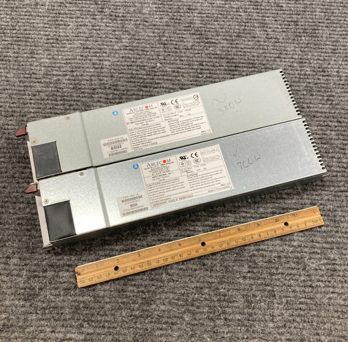 Lot of 2 Ablecom PWS-702A-1R 700W Redundant Module Switching Power Supplies