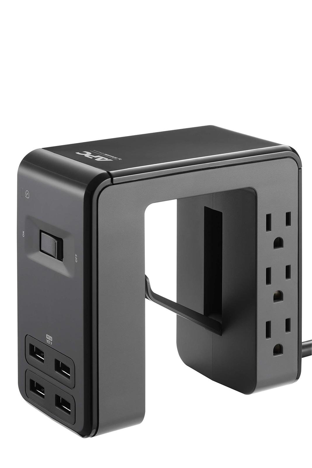 APC Desk Mount Power Station Surge Protector 6 Outlet 4 USB Ports Black