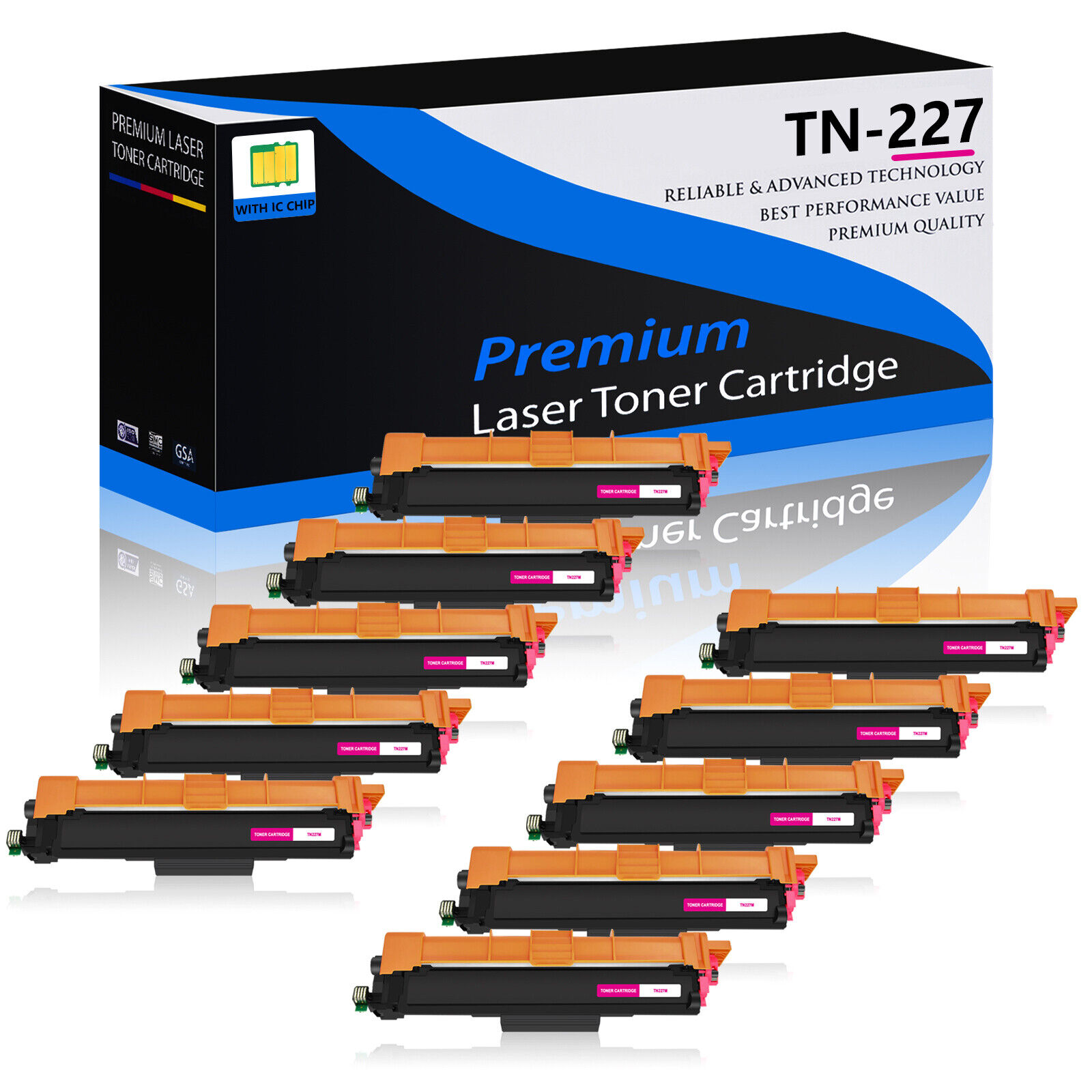 10PK TN227 Magenta Toner Cartridge for Brother DCP-L3510CDW 3550CDW Printer