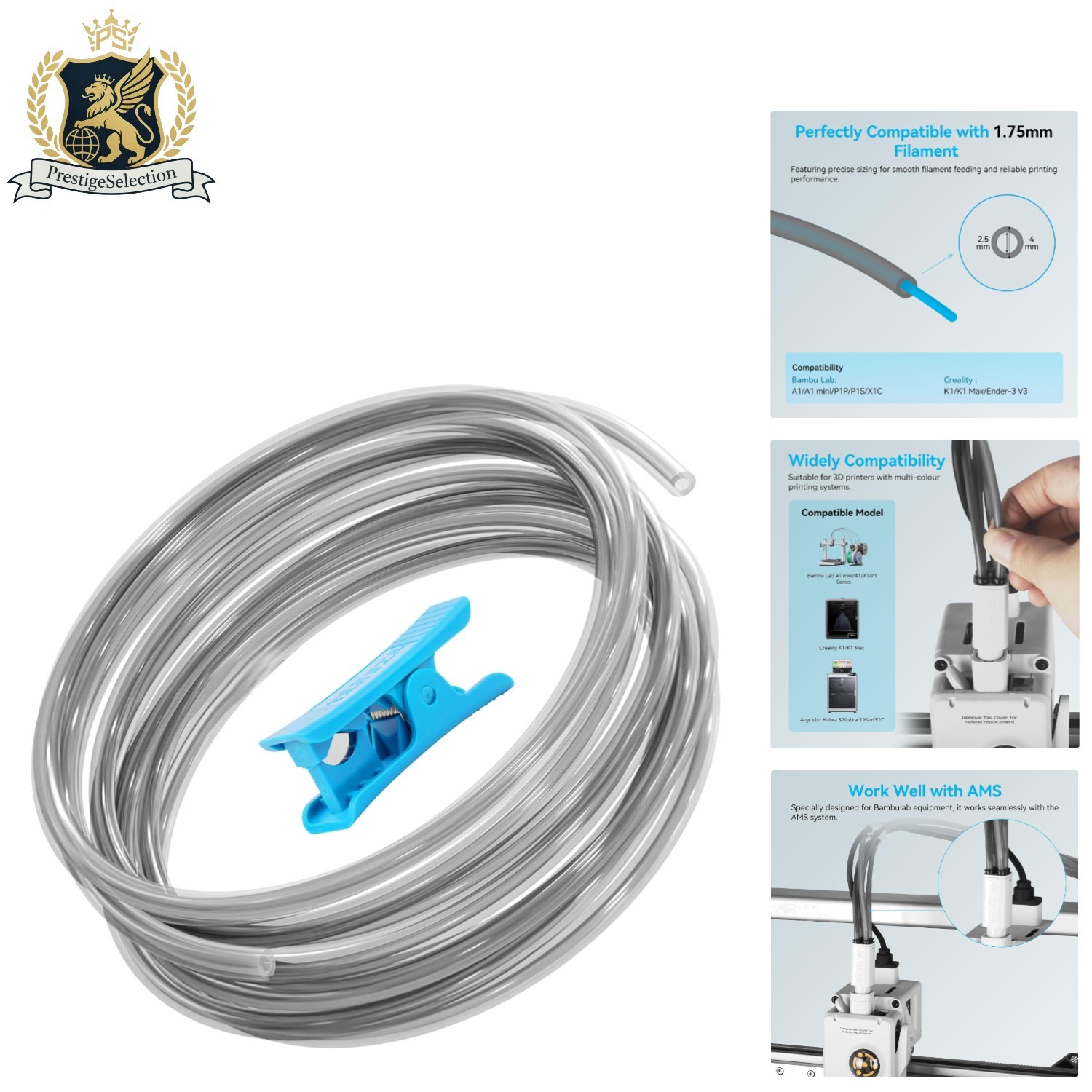 Durable 5M PTFE Tube for 1.75mm Filament - High-Speed Printing & Compatible