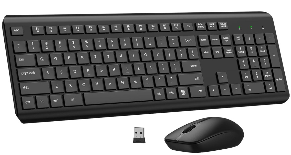 Teclado y Ratón Inalámbricos Ergonómicos Silenciosos 2.4G para PC y Portátil