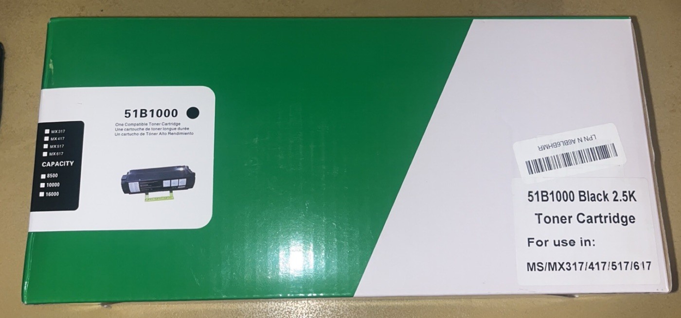 51B1000 Toner Cartridge Compatible for Lexmark MS317 MS417 MS517 MS617 MX317 417