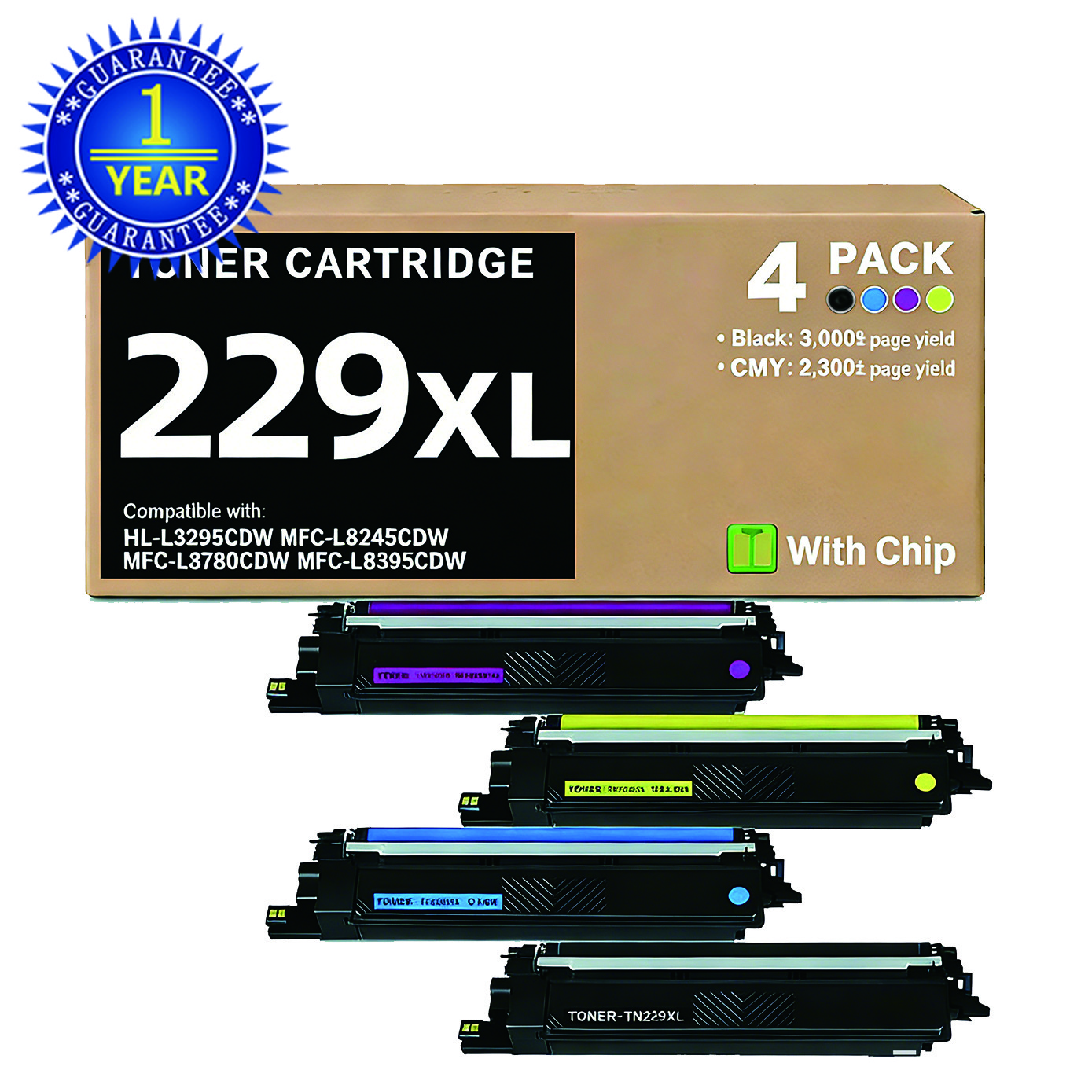 4PK TN229XL TN229 Toner Cartridge For Brother MFC-L3780CDW L3720CDW HL-L3220CDW