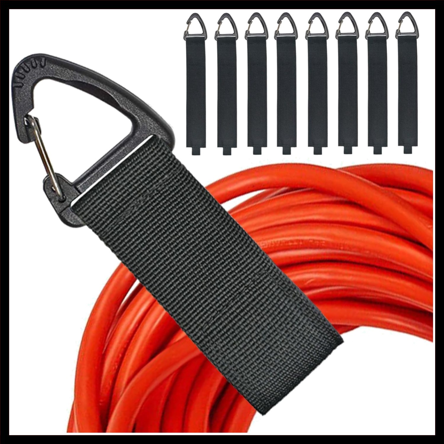 Heavy Duty Nylon Extension Cord Organizer Strap with Carabiner for Garage Sto...