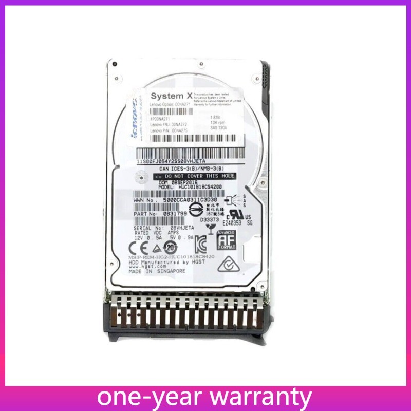 12GBps 00NA271 Lenovo / IBM 1.8TB 10K SAS 2.5" G3HS 512e HDD 00NA272 00NA275