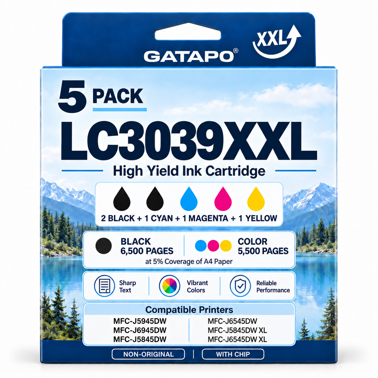 LC3039 LC3037 XXL Ink Cartridges Ultra High-Yield Replacement for Brother(5Pack)
