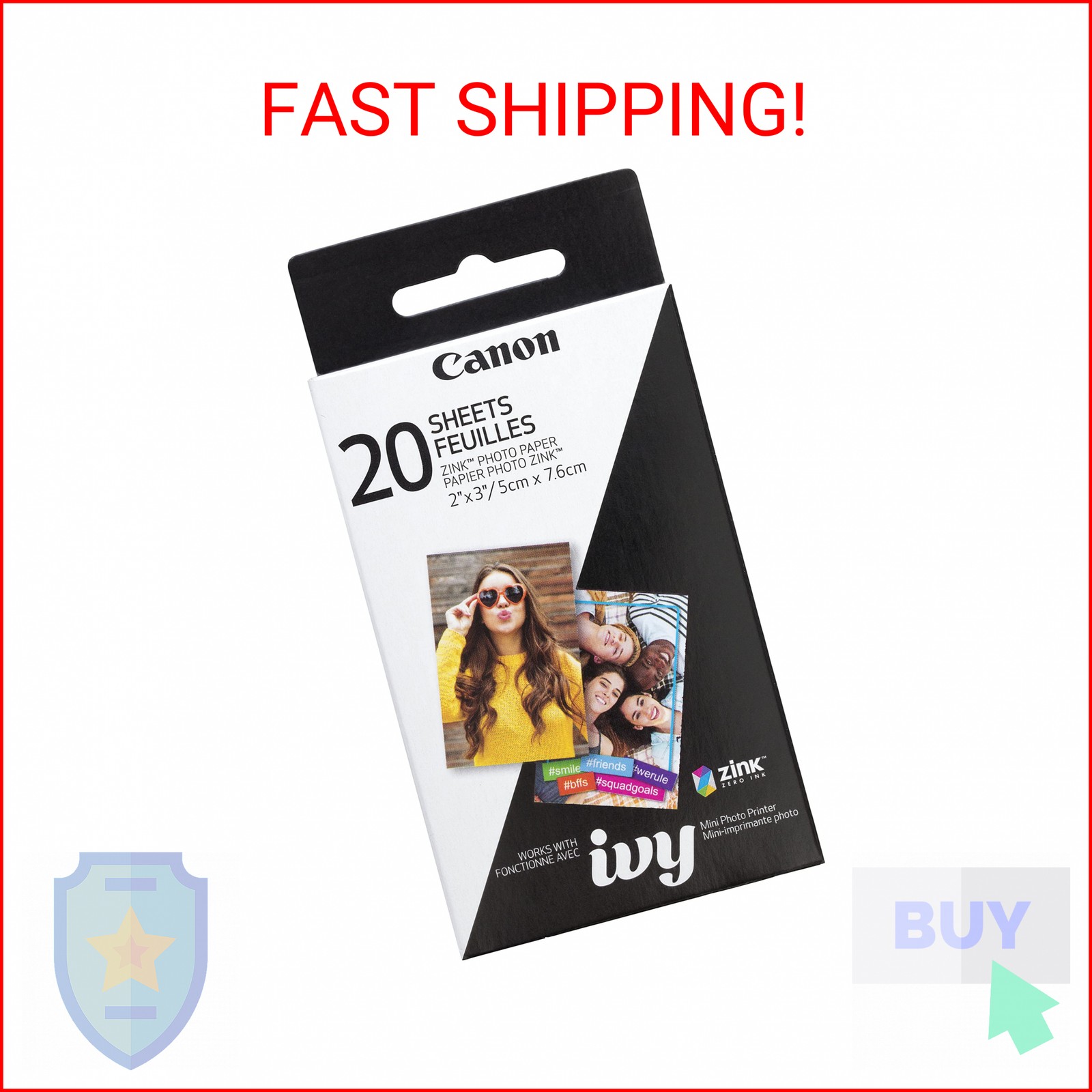 Canon IVY ZINK 2" x 3" Photo Sticker Paper 20 sheets Pack