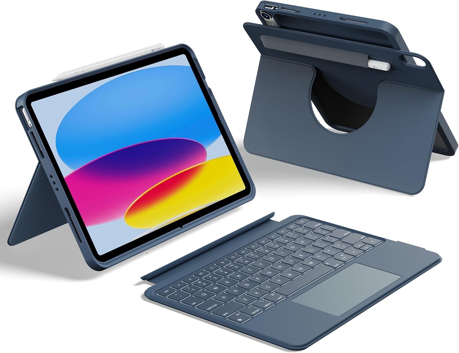 Detachable Keyboard Case for iPad A16 / 11th Gen / 10th Gen with 360° Rotating T