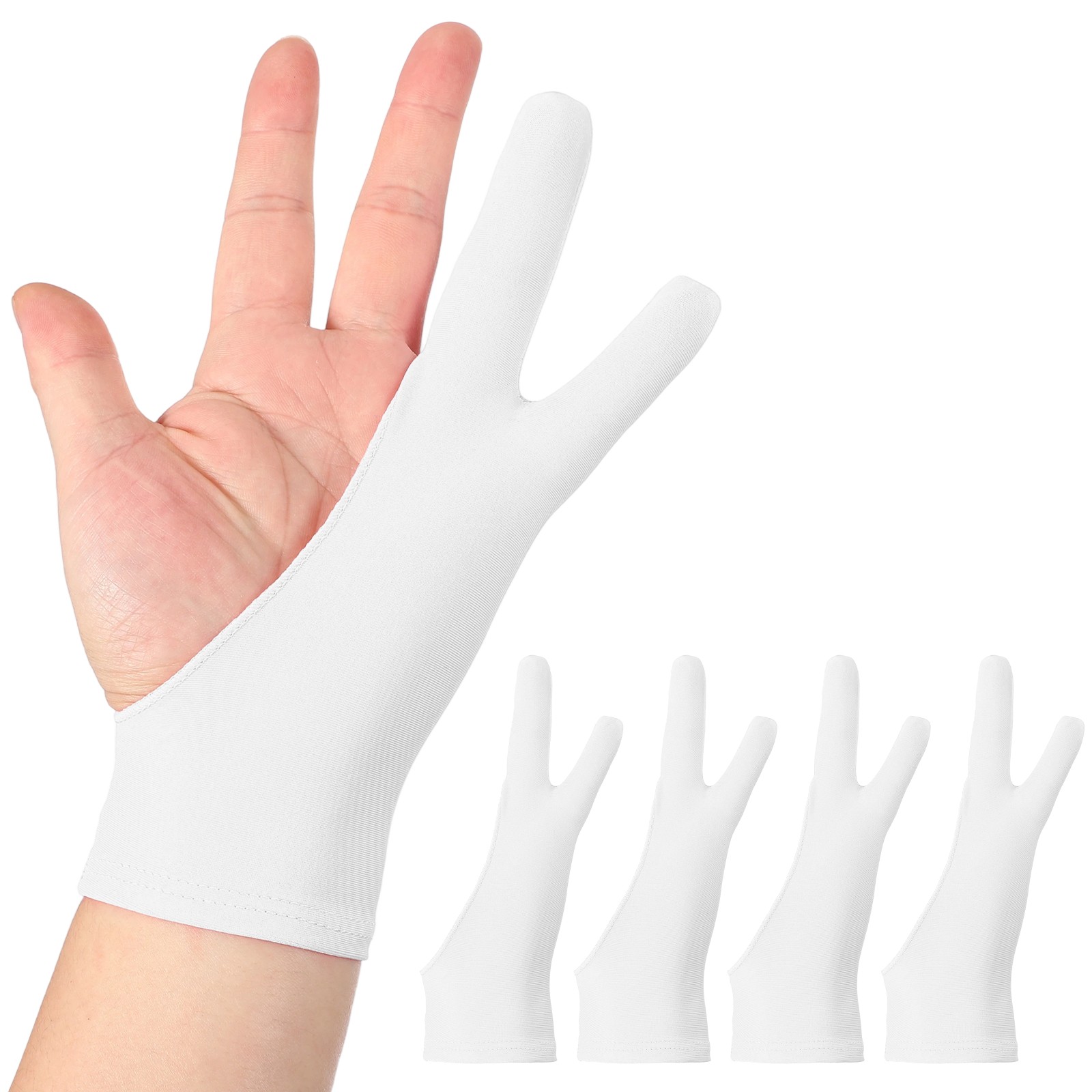 4pcs Artist Drawing Glove l Size Two Fingers Graphics Painting Glove, White