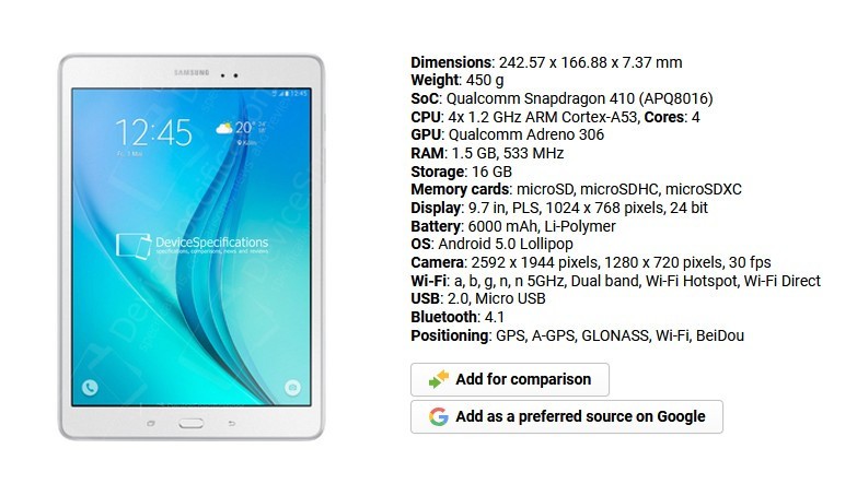 Samsung Galaxy Tab A 16GB 9.7-Inch Tablet - White - SM-T550 WI-FI Only Excellent