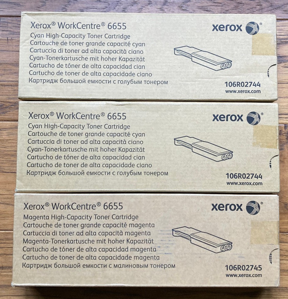 Xerox (2) 106R02744, (1) 106R02745 WorkCentre 6655 Toner OEM New 