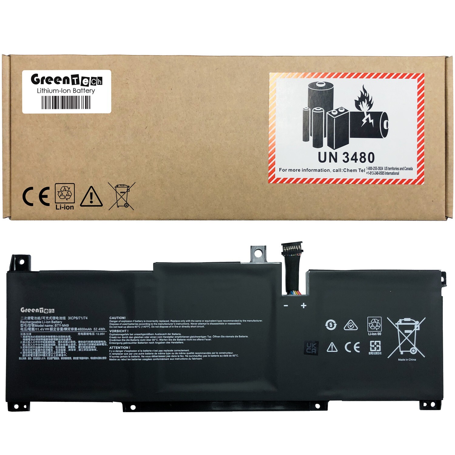 GREENTECH BTY-M49 BATTERY FOR MSI PRESTIGE 14 A10SC B10MW SUMMIT E14 A11SCS 52WH