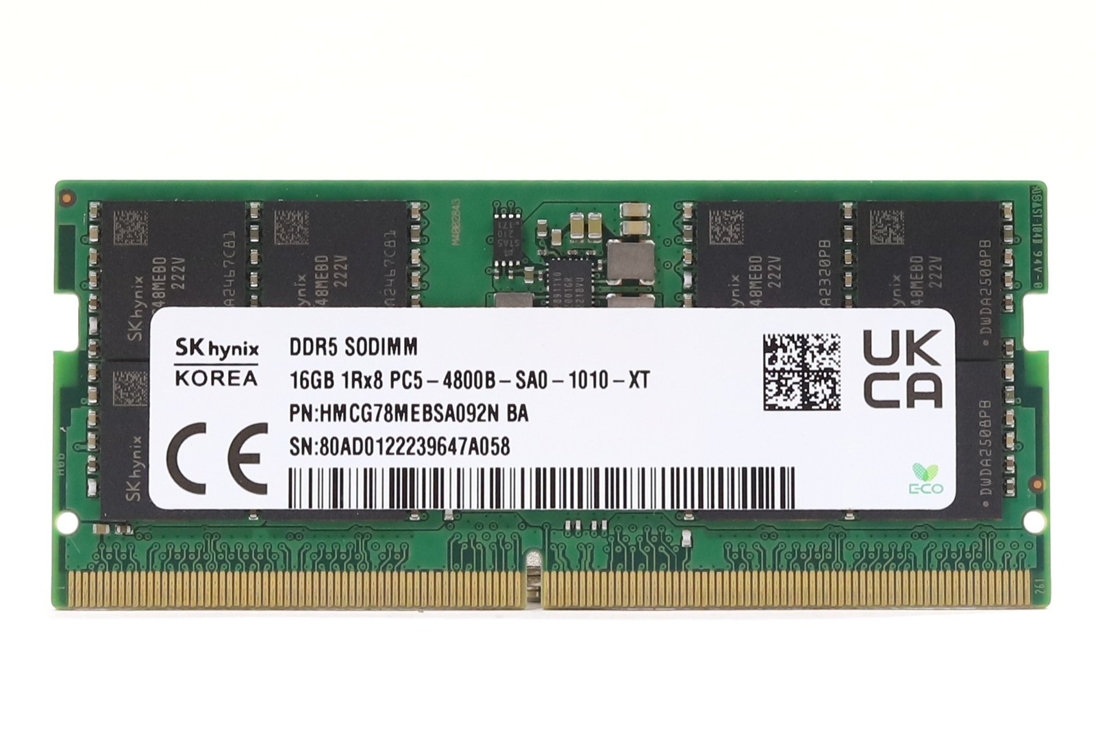 SK Hynix 16GB 1Rx8 PC5-4800B-SA0-1010-XT Laptop Memory P/N: HMCG78MEBSA092N