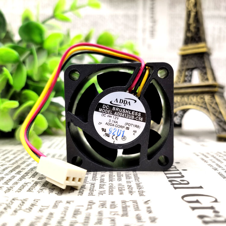 1pc ADDA AD0412UB-C56  12V 0.14A 4020 4CM 3-wire Double Ball   Cooling Fan